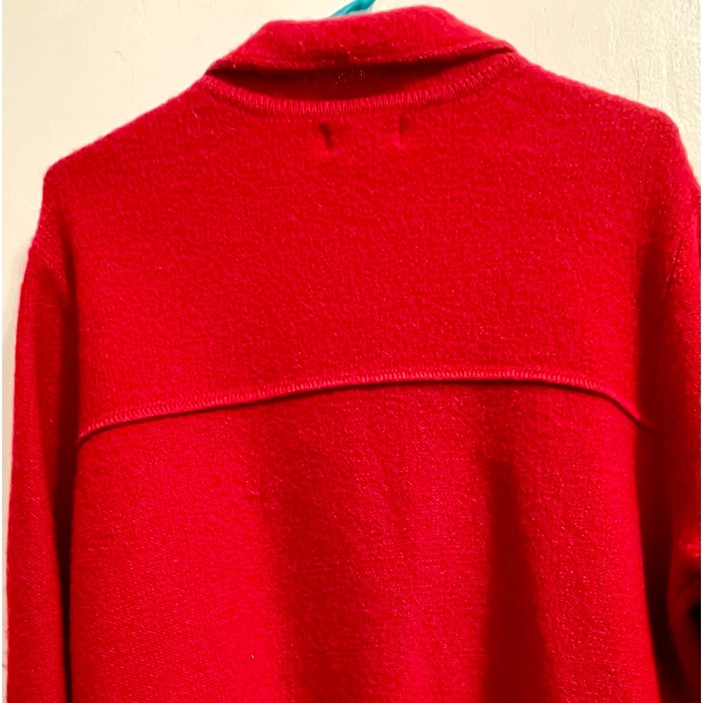 Red Wool Zippered Sweater Jacket Coat 1X - Picture 6 of 8